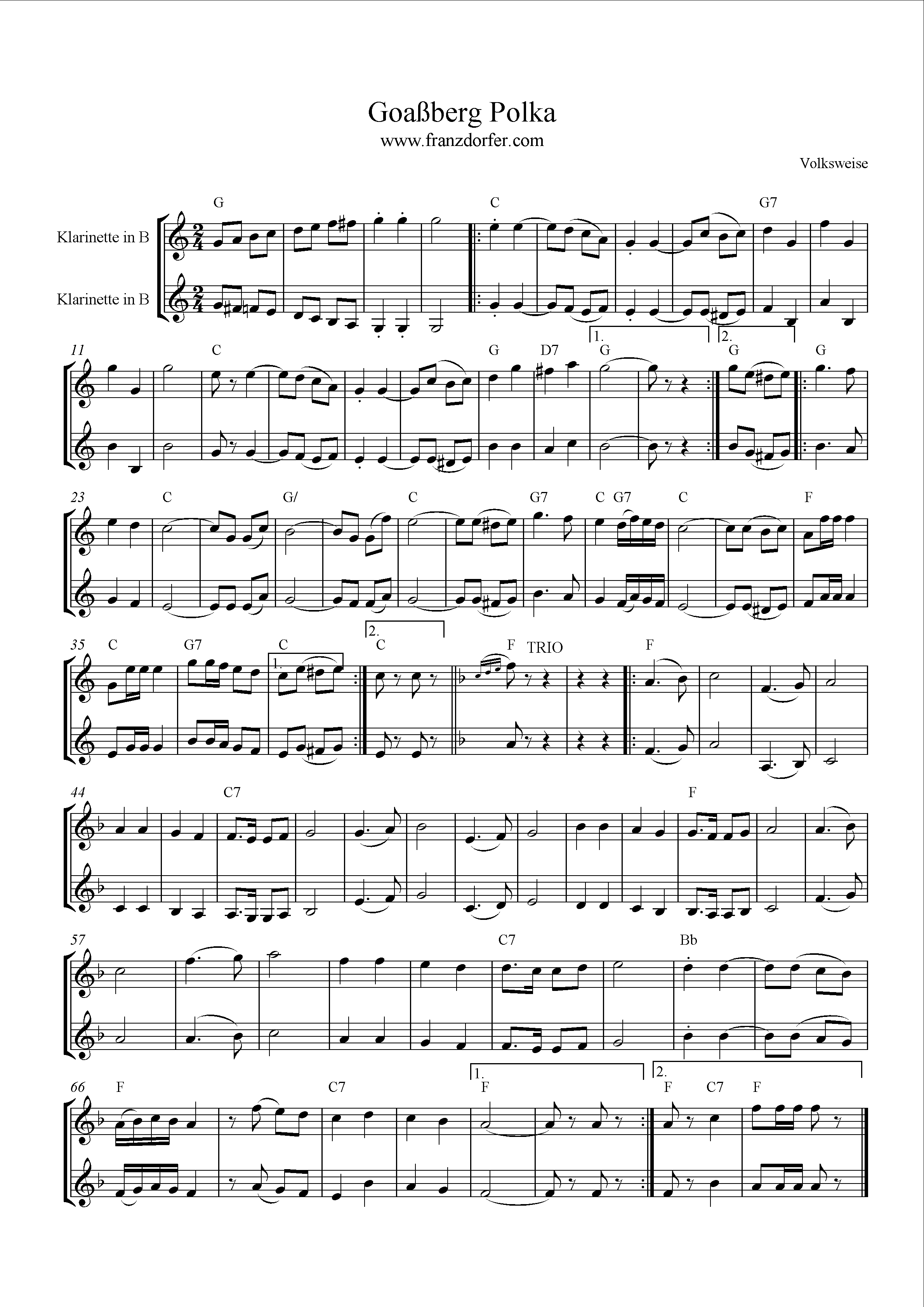 Goaßberg Polka Noten